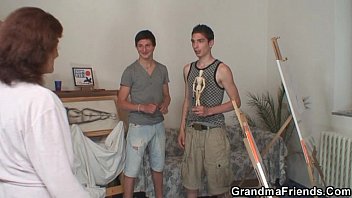 nude ru naughty granny takes two young dicks 