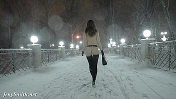 jeny smith sexy videos site naked in snow fall walking through the city 