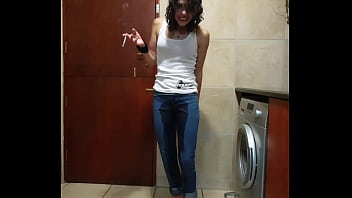 pisswhore peeing in how to lick pussy her jeans smoking stripping 