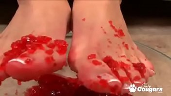 mackenzee pierce gets her feet sex hub all messy with jello before giving an amazing footjob 