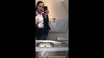 latina redporno stewardess joins the masturbation mile high club in the lavatory and cums 