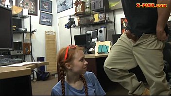 tight redhead babe drilled by pawn man           in his office 